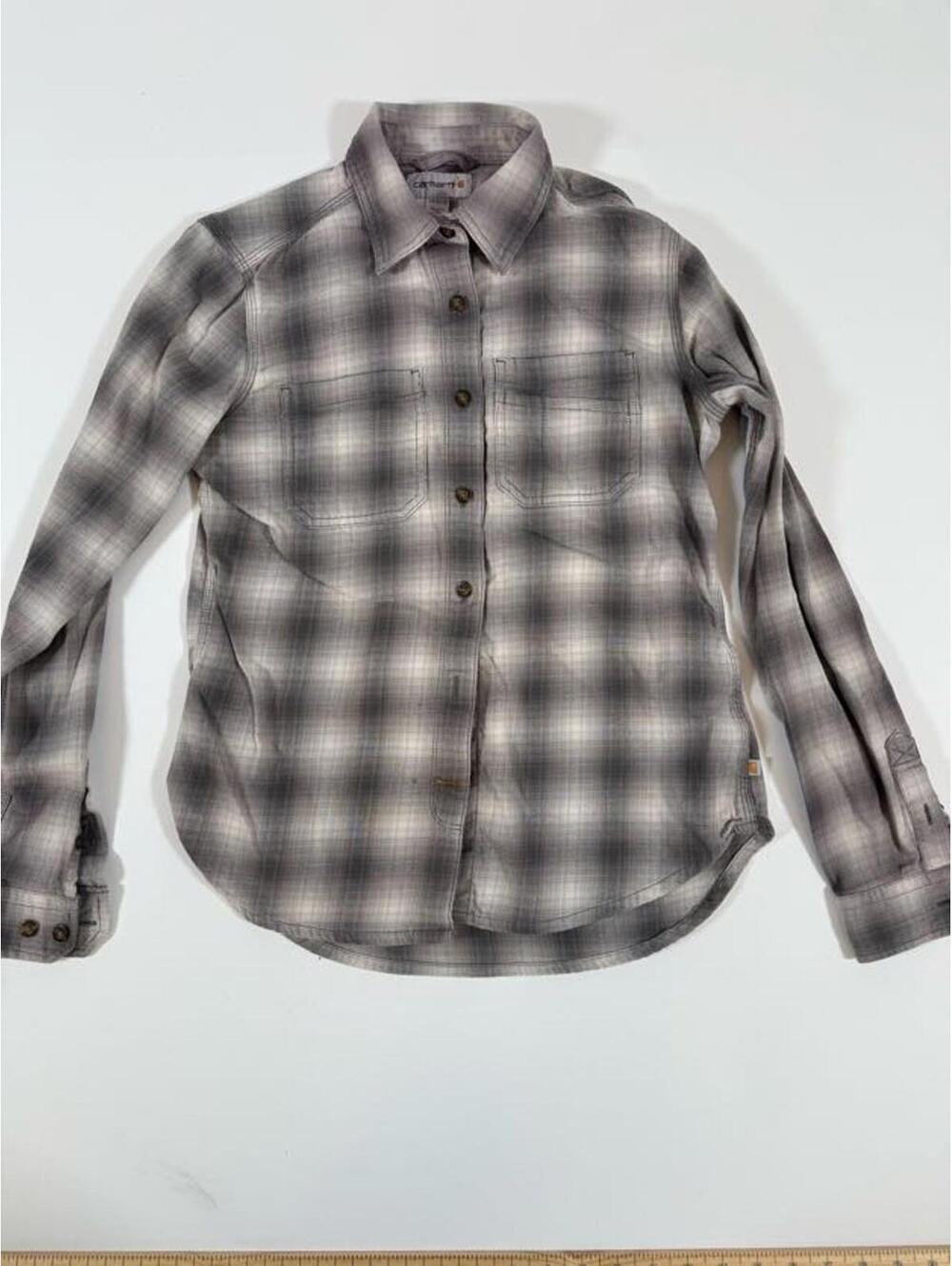 Carhartt Women's Gray Plaid Button-Up Shirt XS